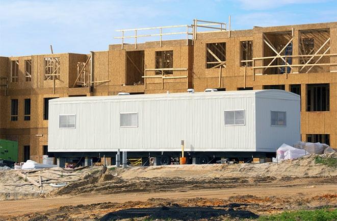 rental office trailers at a construction site in Exeter